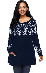 BY27720-5 Navy A-line Casual Fit Christmas Fashion Sweater